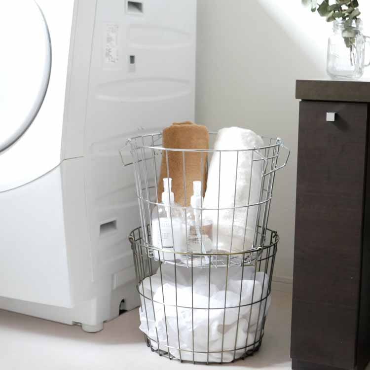 Stacking Basket Round L Silver