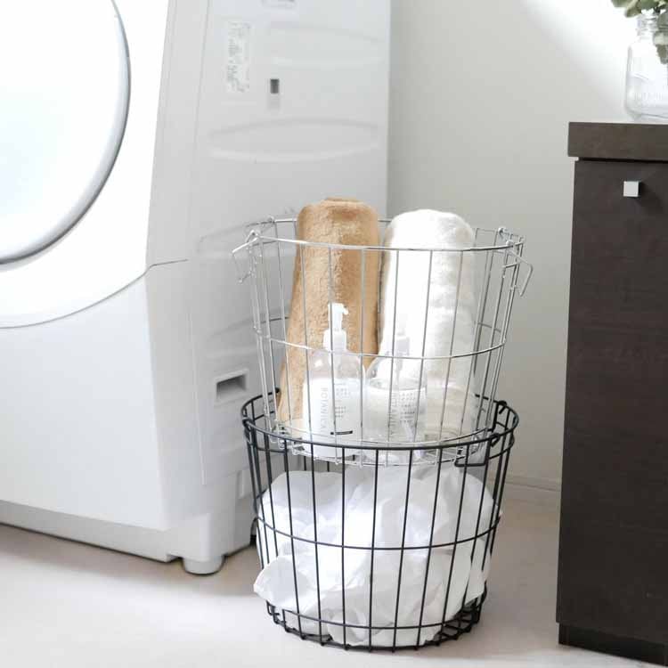 Stacking Basket Round L Black