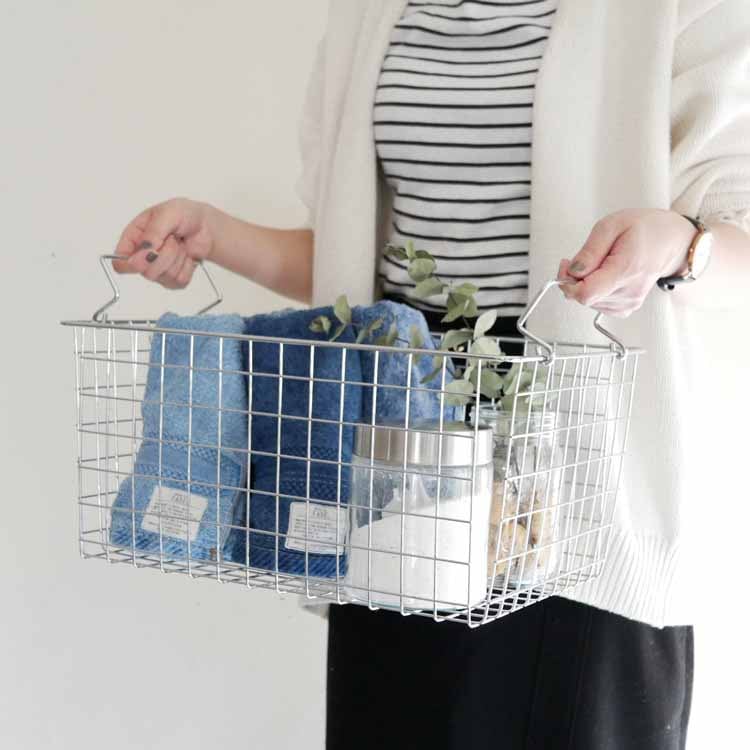 Stacking Basket L Silver