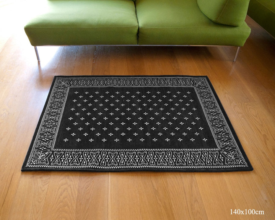 Cross Bandana Rug Black クロスバンダナラグ ブラック 200×140cm