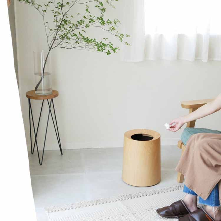 TUBELOR HOMME Round Dustbin in Oak Wood