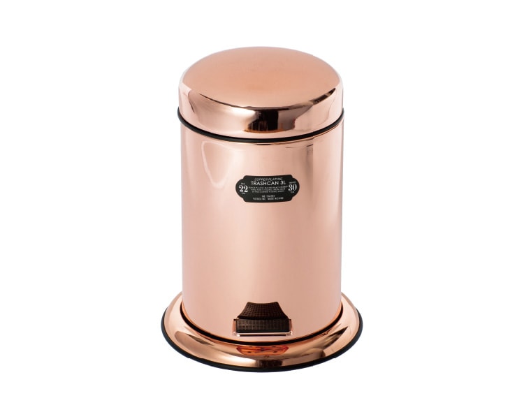 COPPER PLATING TRASHCAN Copper-plated trash can