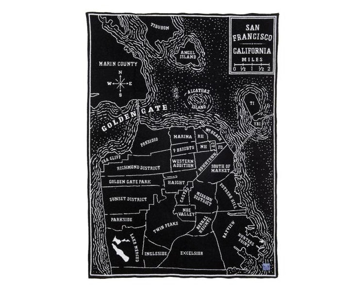 FARIBAULT WOOLEN MILL Vintage City Map Wool Throw San Francisco