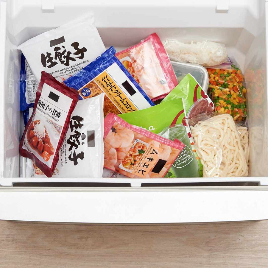 スライドできる! 冷凍庫スタンド ボックス1個、仕切り3枚セット ホワイト