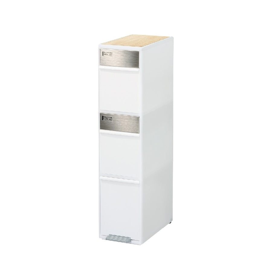 Wide Swing Sorting Station with Wood Top, 3 Tiers, 55L, White