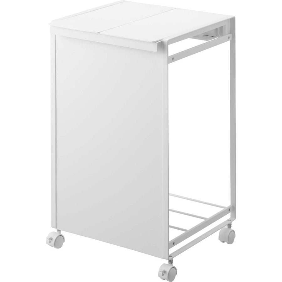 Tower lidded blindfolded trash cart with 2 compartments