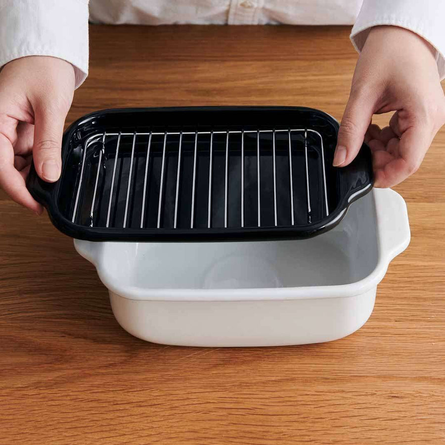 天ぷら鍋 角型 IH対応 温度計 揚げ網 バット付き