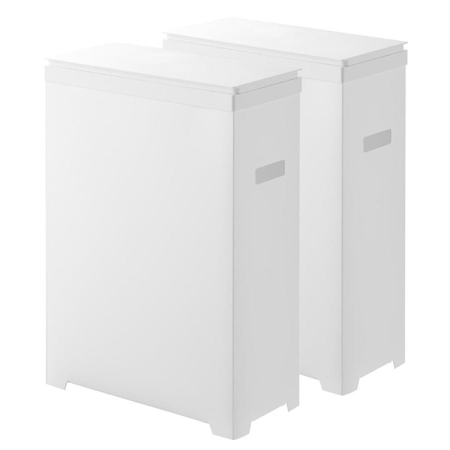 Tower Slim Trash Can with Lid, Side-Opening Type, Set of 2