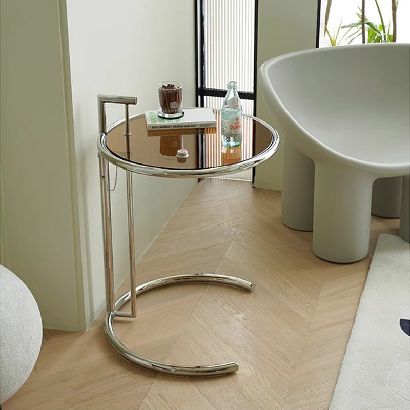 Tempered glass top lift-up side table