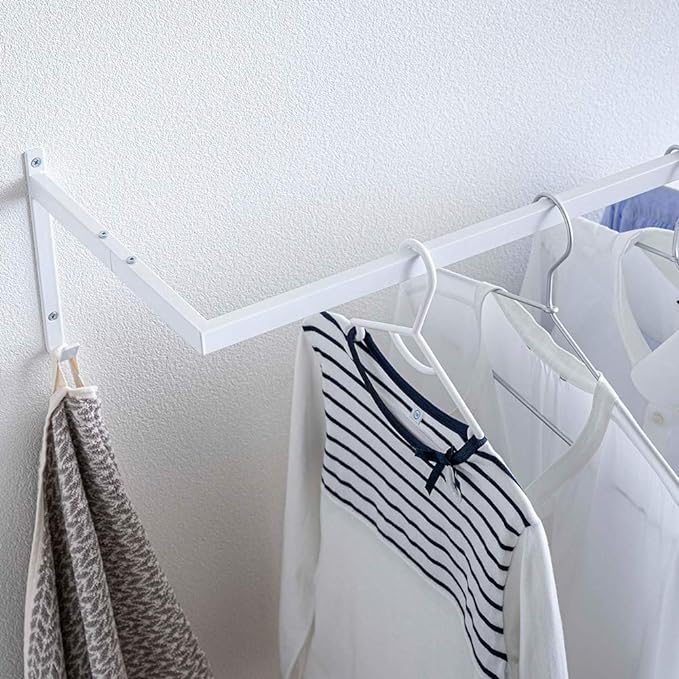 tower Expandable Bathroom Door Clothes Drying Hanger, White, Expandable, Indoor Drying, Hanger Rack, Wall Storage