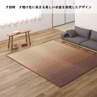 Japanese made rush rug, Nagi, brown, 191 x 191