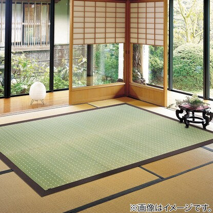 Japanese made rush rug, Kicho, green, 191 x 191