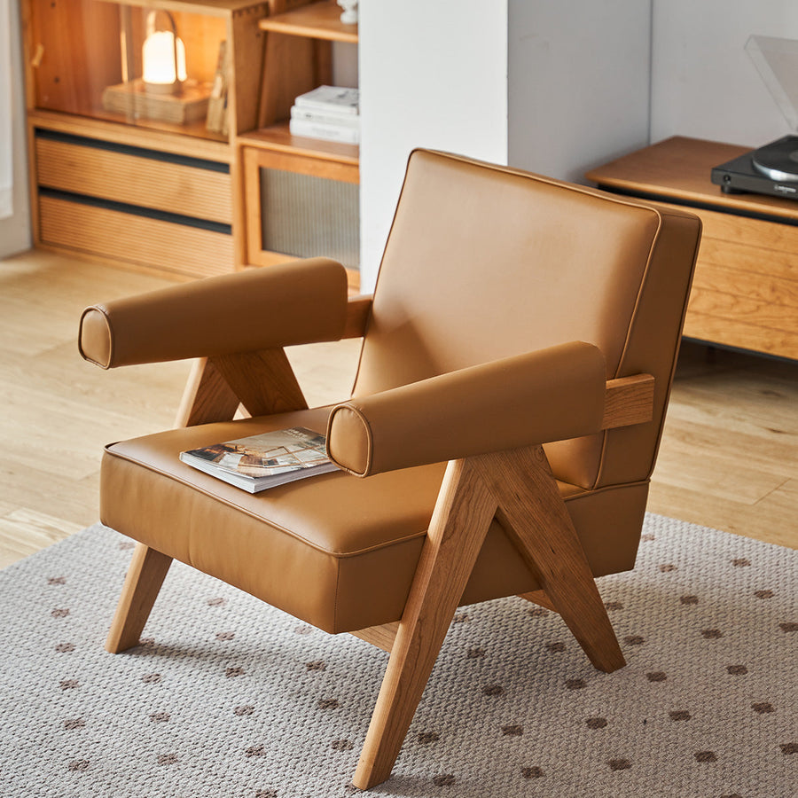 Wood Arm Square Sofa Chair
