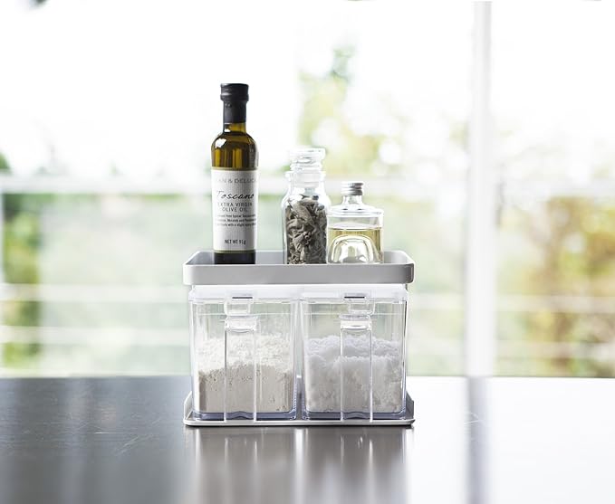 Tower Spice Container, Spice Stocker &amp; Rack, Set of 2, White