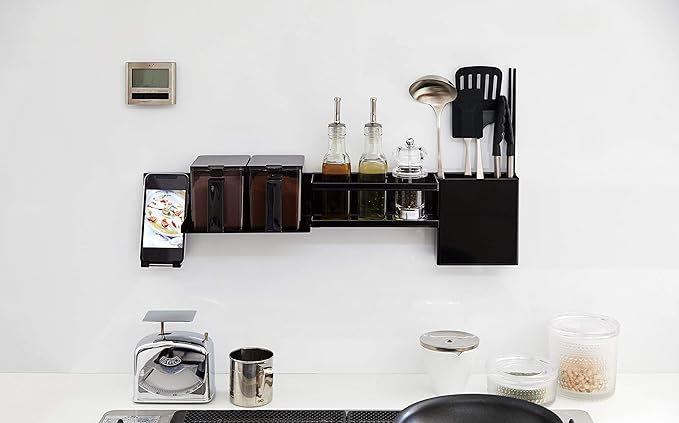 tower Magnetic Kitchen Wall Bar, Black, Wall Storage System Bar, Magnetic Mounting