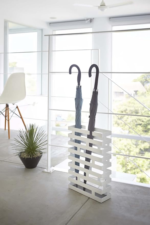 Wide White Brick Umbrella Stand Can also store folding umbrellas