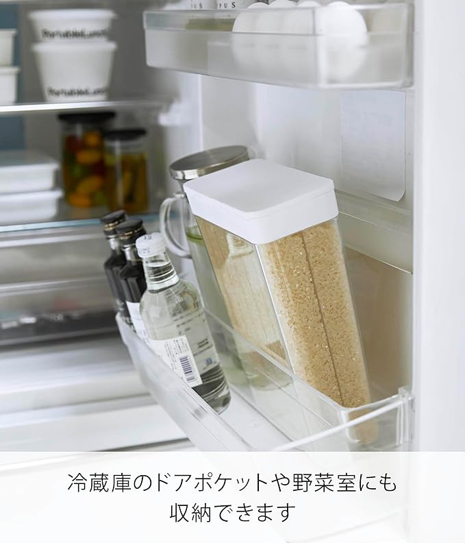 Tower 1 cup separate rice container for refrigerator, white, measuring, rice storage, slide-out type