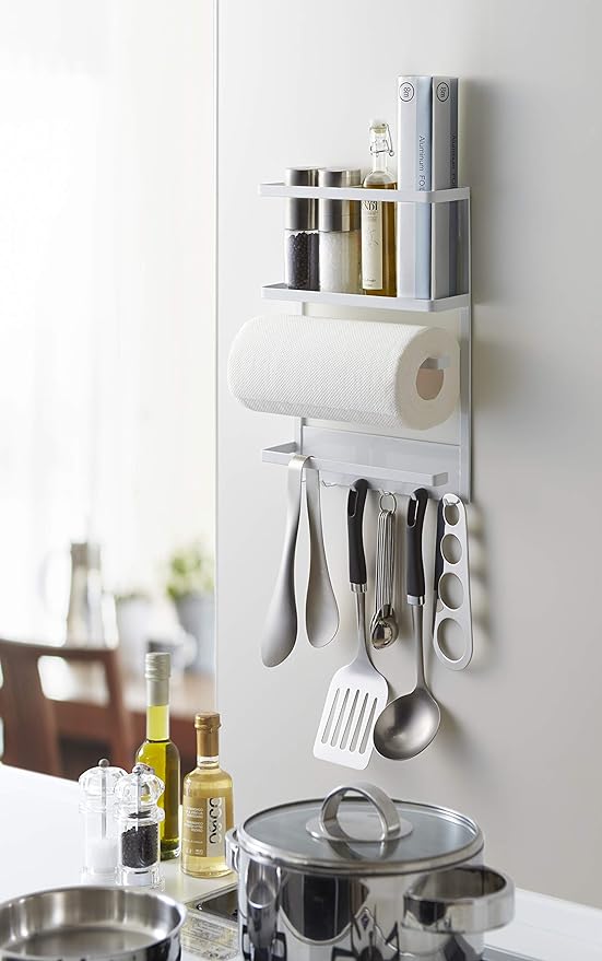 tower Magnet Fridge Side Rack White Kitchen Paper Holder Wrap Holder