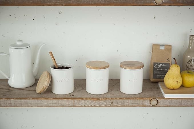 tosca storage container, ceramic canister, salt, white