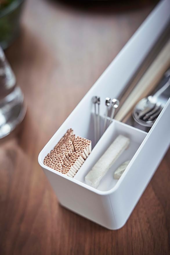 RIN Cutlery Case with Lid, Long, Natural, Dust-Resistant, Divided