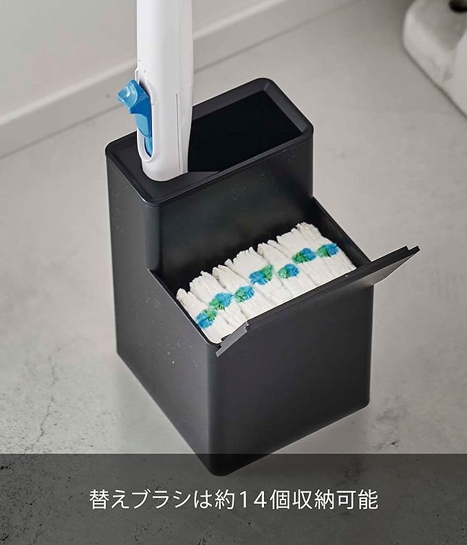 tower 替えブラシ 収納付き 流せるトイレブラシ スタンド ブラック トイレブラシケース トイレ掃除