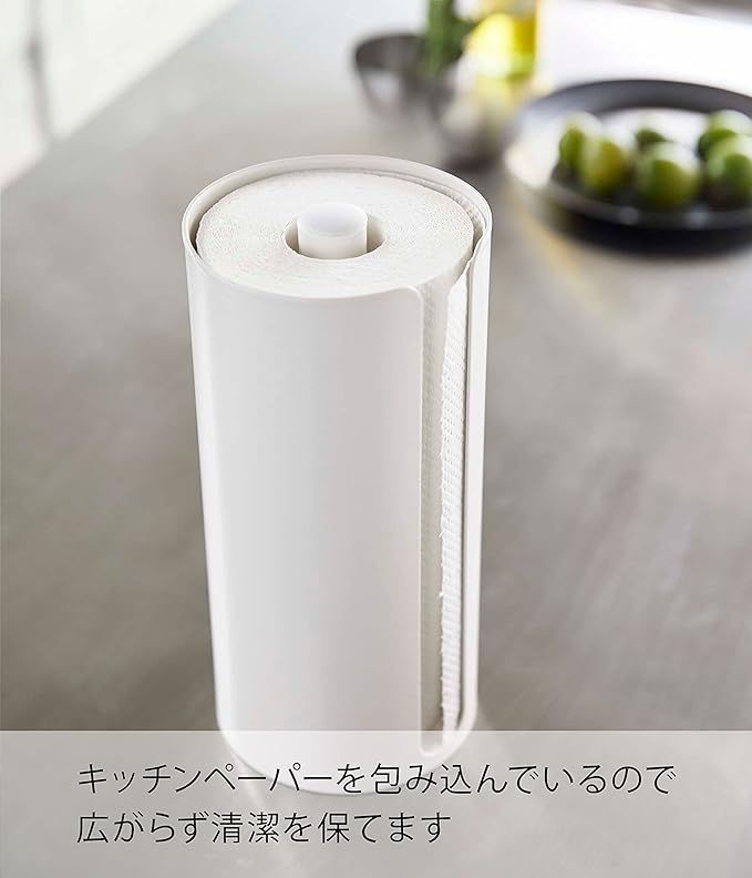 tower 隠せる キッチンペーパーホルダー ホワイト 簡単にカット キッチンロールホルダー