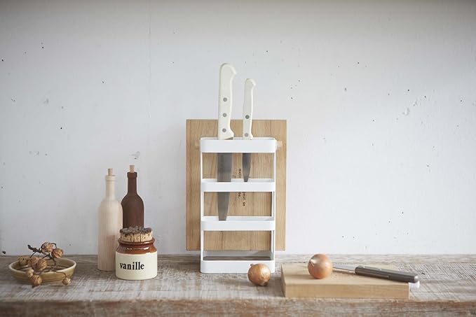 tosca knife and cutting board stand, white