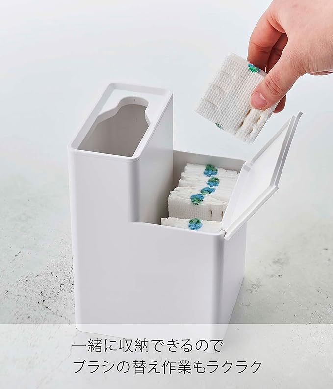 tower 替えブラシ 収納付き 流せるトイレブラシ スタンド ホワイト トイレブラシケース トイレ掃除