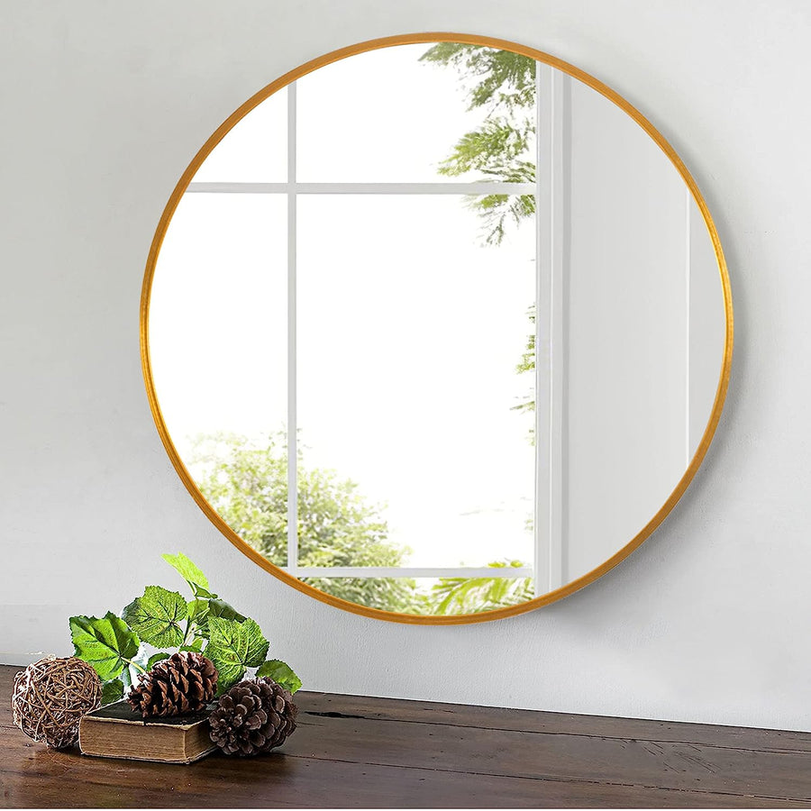 Wall mirror, aluminum frame, round