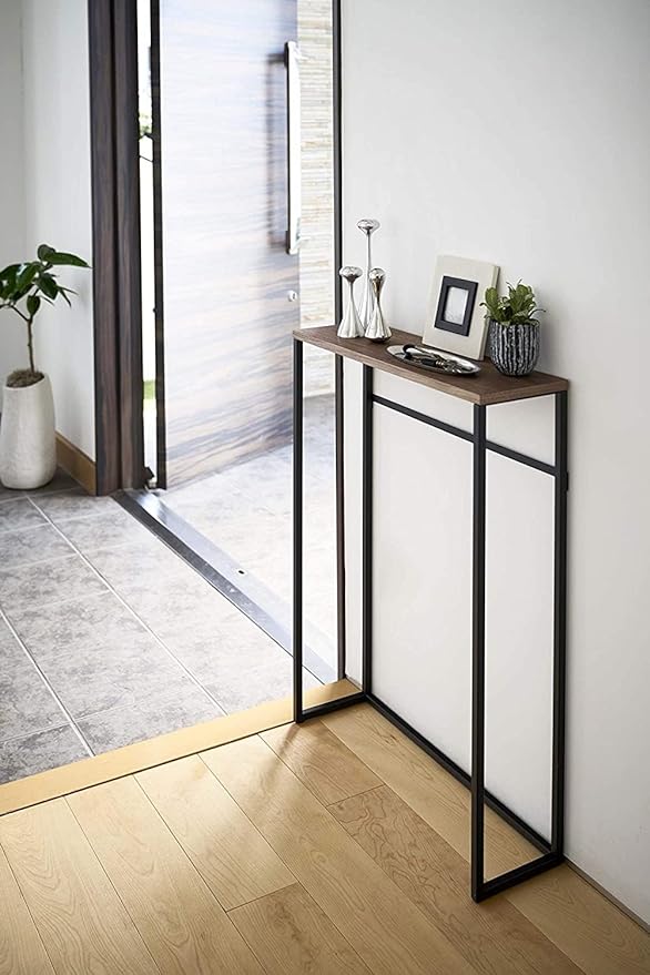 Tower Console Table, Black, Easy to Place, Slim, Display Shelf, Hook Included, Side Table