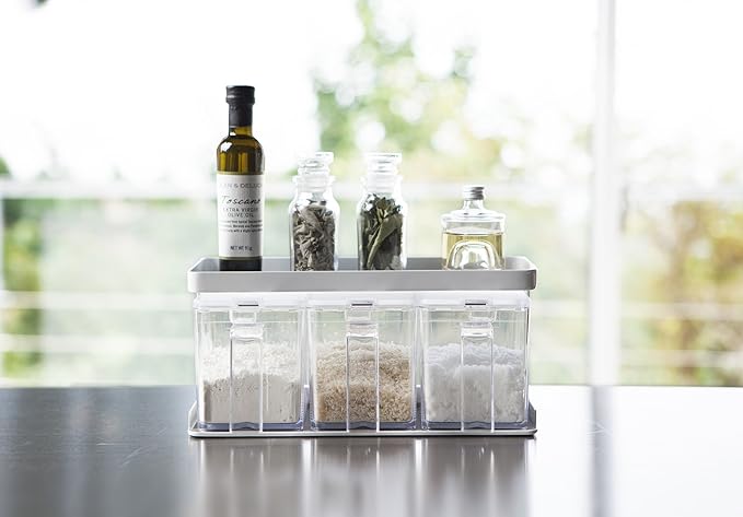 tower spice container, spice storage and rack, set of 3, white