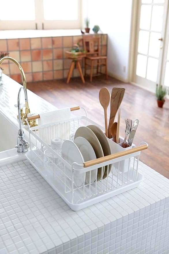 tosca Dish drainer basket, white, dish drainer rack with cutlery pocket