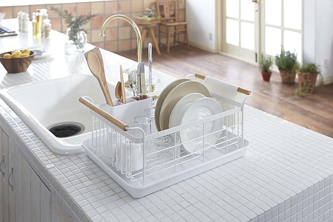 tosca Dish drainer basket, white, dish drainer rack with cutlery pocket