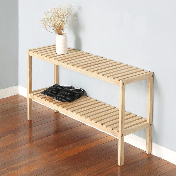 Wooden shelf, 2-tier rack, 80cm wide, storage shelf