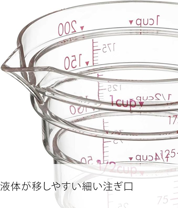 電子レンジ対応 段々計量カップ 200ml クリア