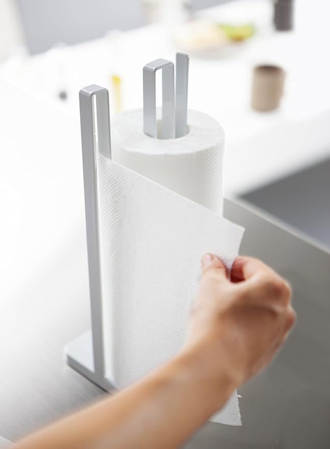 Tower One-handed Kitchen Paper Holder, White, Fits Large Rolls