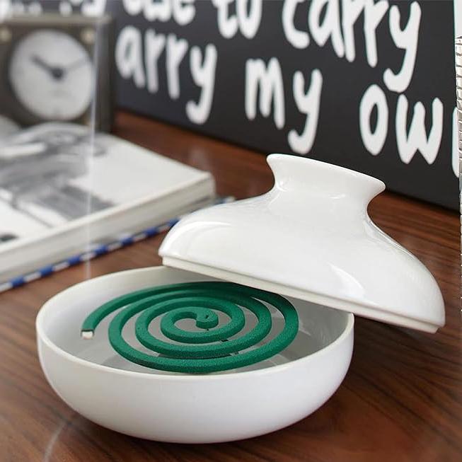 Mosquito repellent pot, white, mosquito coil storage, insect repellent case