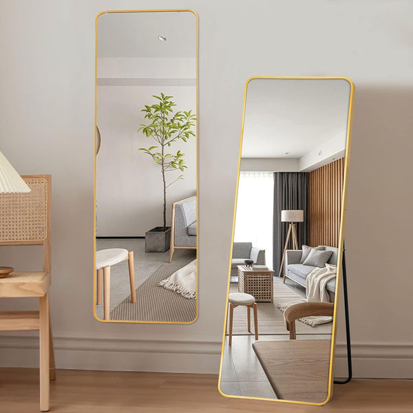 Stand mirror, aluminum alloy frame, round