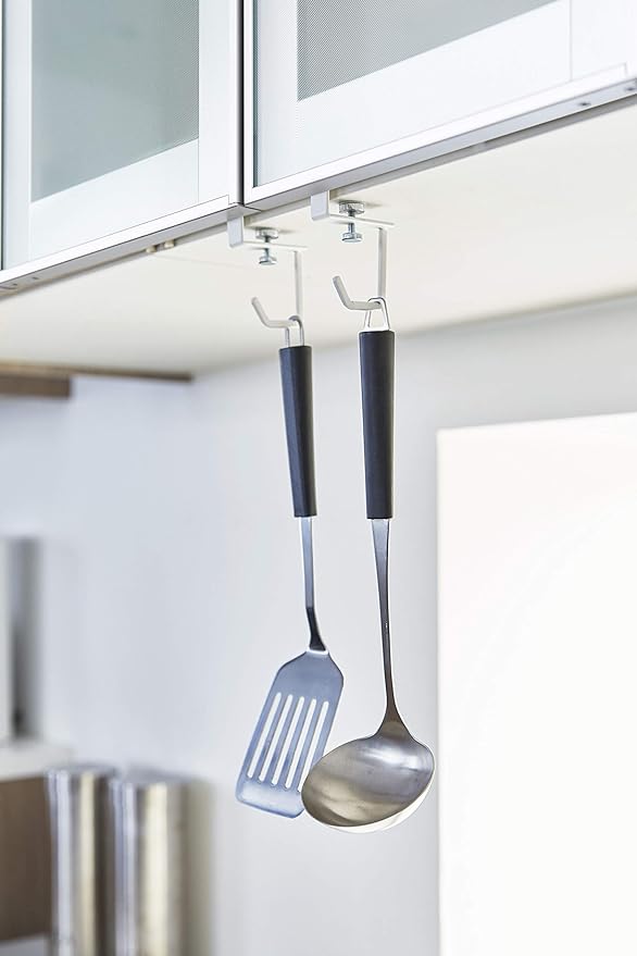 PLATE Under Cupboard Hanger Set of 2 White Hanging Shelf Hooks