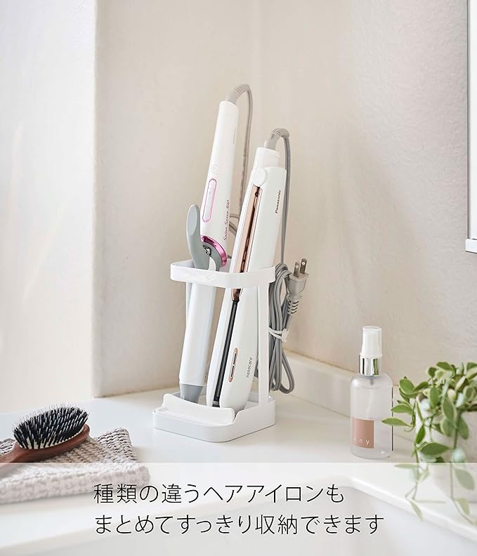 tower 耐熱トレー付き ヘアーアイロンスタンド ホワイト ヘアアイロンホルダー