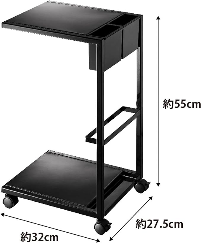 tower side table wagon black with casters magazine rack accessory storage