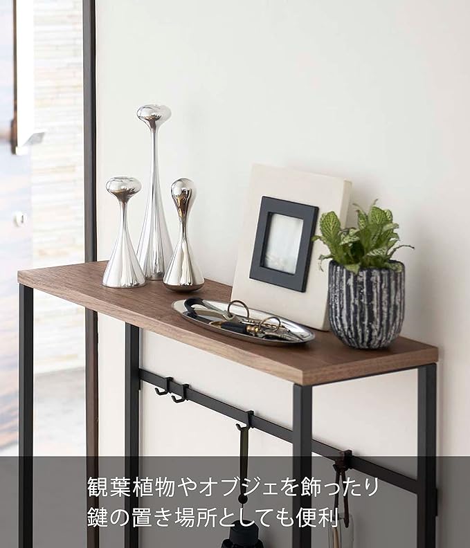 Tower Console Table, Black, Easy to Place, Slim, Display Shelf, Hook Included, Side Table