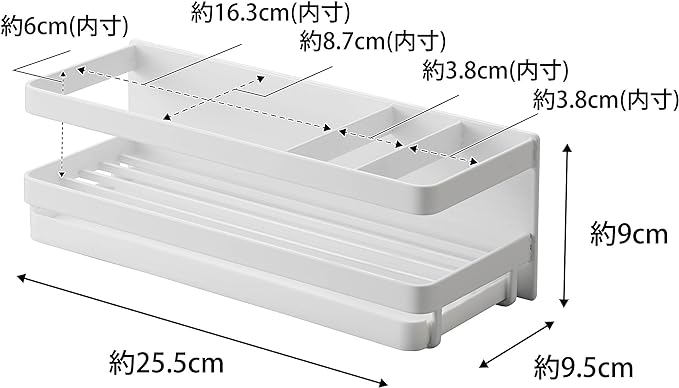 tower マグネット スポンジ&ディスペンサーラック トレー付き ホワイト スポンジ置き フック付き 浮かせる収納