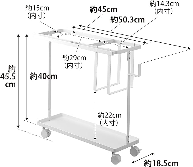 tower キャスター付き フィットネス グッズ 収納 ラック ホワイト 筋トレグッズ 収納ラック