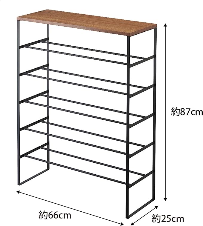 Tower Shoe Rack with Top, 6 Tiers, Black, Shoe Cabinet, Shoe Storage, Hooks Included