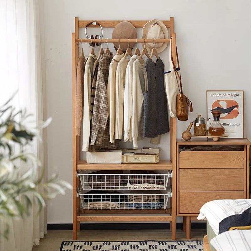 Cherry wood multi-functional clothes rack