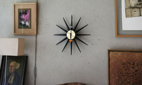 Sunburst Clock φ47cm Black x Brass