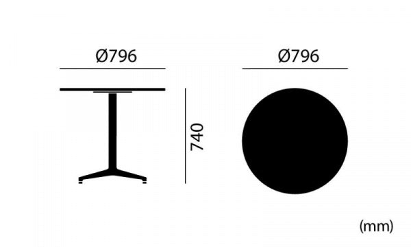 Round Bistro Table for Indoor Use, φ79.6cm, White x Basic Dark