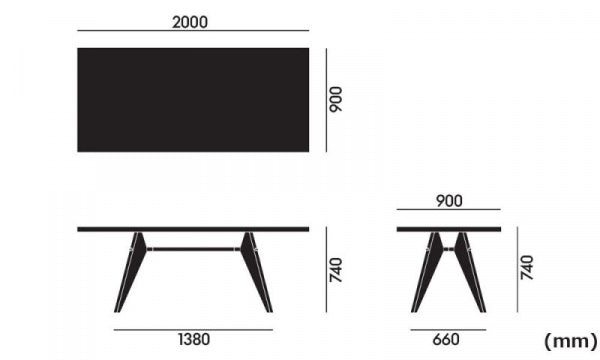 EM Table Solid Oak W200cm
