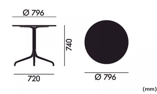 Belleville Round Table for Indoor Use, 79.6cm Diameter, White x Deep Black